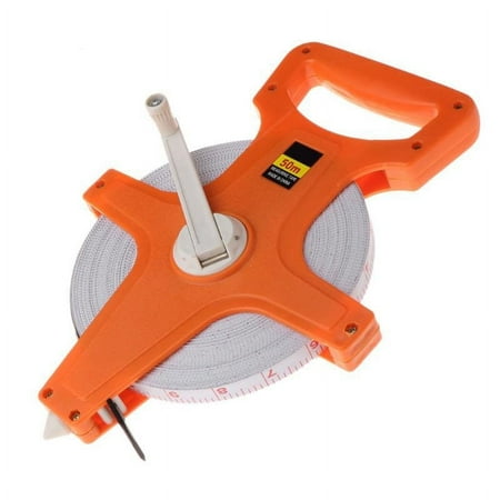 

Portable Hand Crank Tape Measure with Spike Plastic Frame Fiber Reel 12.5mm Width 50 Meters