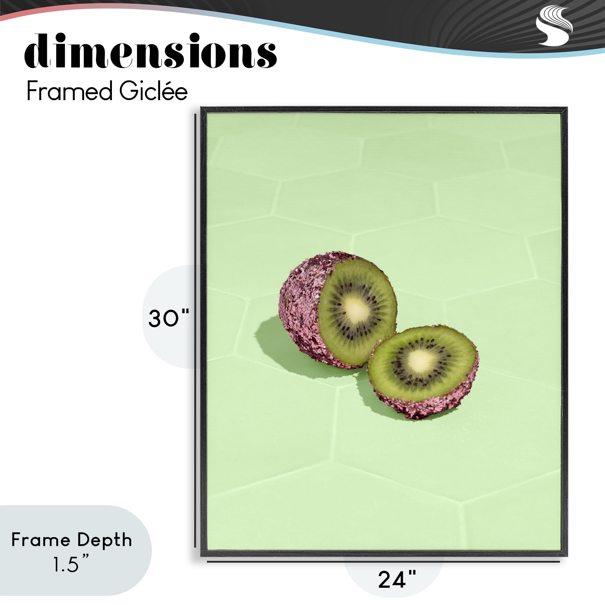Stupell Industries Green Glimmer Kiwi Black Framed Giclee Art, design by LISH Creative