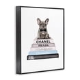 thumbnail image 2 of Stupell Industries Eclectic Grey Blue and Black Fashion Bookstack with Grey Frenchie Puppy Black Framed Giclee Art, 16 x 20, by Amanda Greenwood, 2 of 7