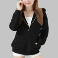 thumbnail image 2 of AINIYS Girls Half Zip Hoodies Pullover Solid Color Long Sleeve Casual Fall Winter Tops with Pockets Black 5 Years, 2 of 8