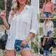 thumbnail image 3 of Camisa holgada de gasa de manga larga con botones a rayas para mujer Camisas de gran tamaño para pri Abanopi XX-grande, 3 of 7