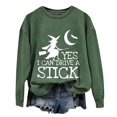 thumbnail image 4 of Certgust Mock Neck Sweatshirt Under $10 Womens Drive A Stick Halloween Witch Print Casual Sweatshirt with Fun Graphic Design, 4 of 4