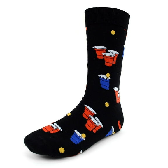 Urban-Peacock Men's Novelty Fun Dress Socks - Beer Pong - Black