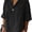 Black, variant on Wrongduck Womens Linen Cotton V Neck Blouse Plus Size 3/4 Sleeve Button Shirt Loose Fit Tunic Top