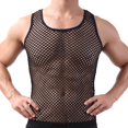 thumbnail image 1 of Men's See-Through Mesh Undershirt Sleepwear Fish Net Pure Color Vest for Sleeping, 1 of 5