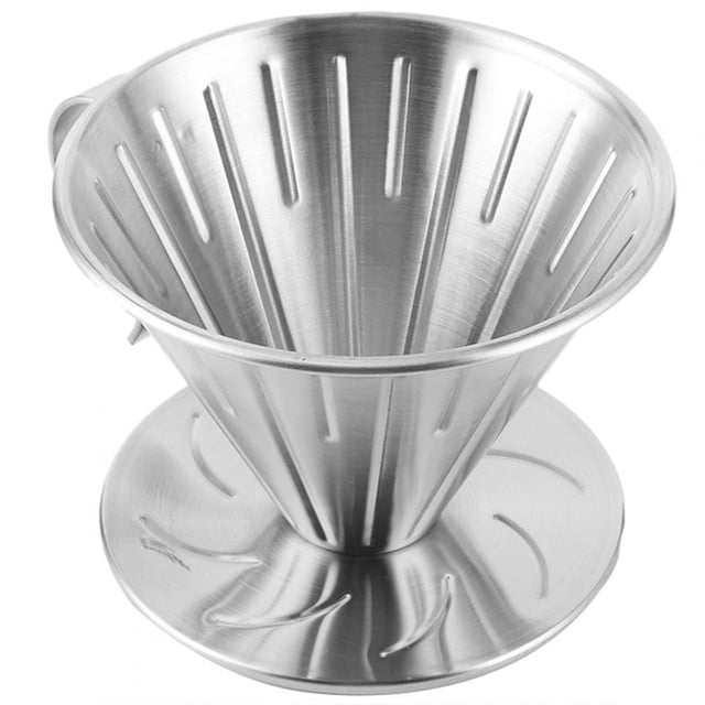 Pour Over Coffee Dripper Cone, Stainless Steel, Classical Design, Material, Round Filter Hole, Washable And Reusable, Ideal For Home Or Office Use