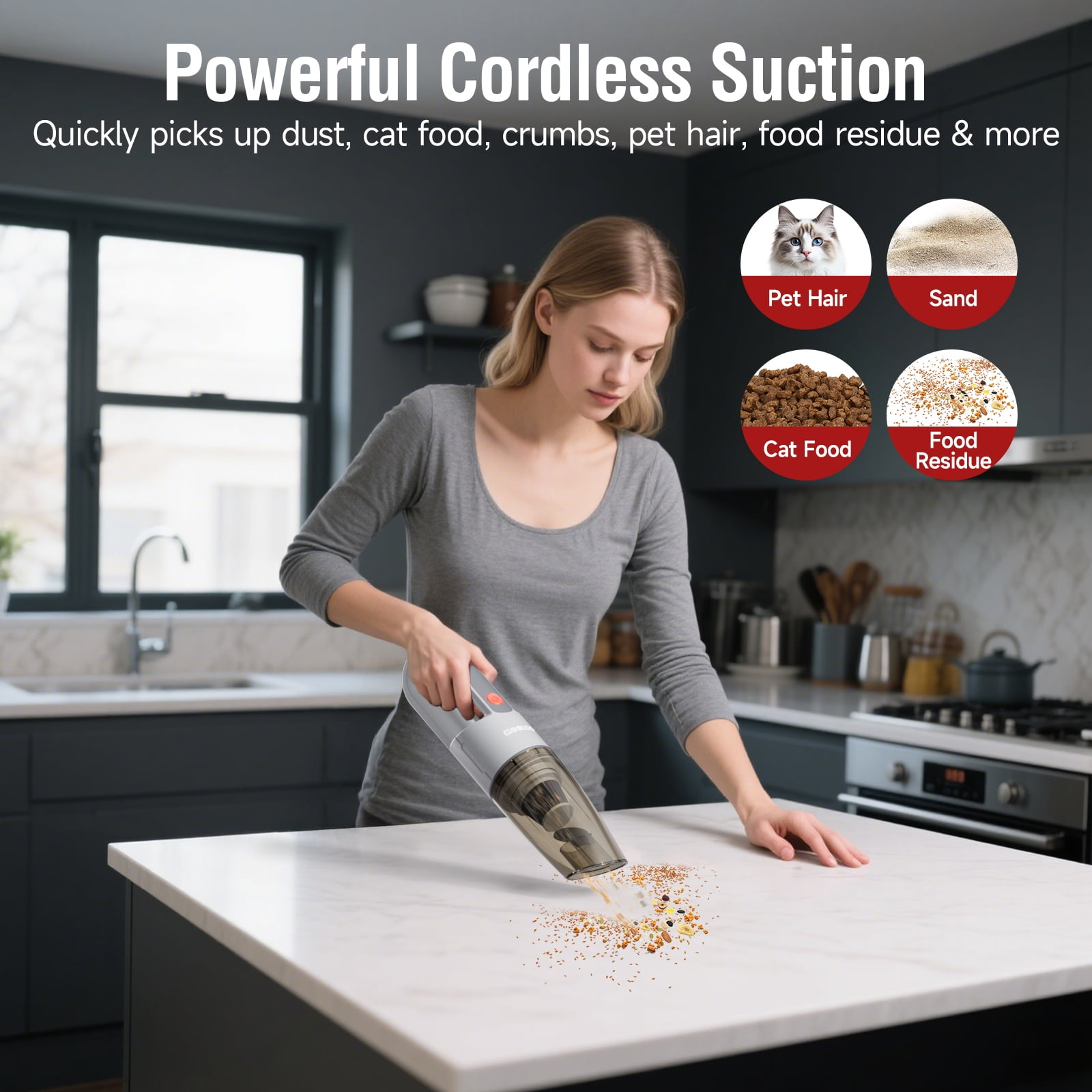 Gooloo V7 Mate Cordless Handheld Car Vacuum, Gray photo 2