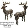 thumbnail image 3 of Urbalabs Carved Wood Look Deer 10 Point Buck 9 Inch Statues and Sculptures Bust Hunter Cabin Statue Wood Finish Cabin Home Western Patriotic Decor USA Freedom Flag Deer Sculptures Figurines, 3 of 7