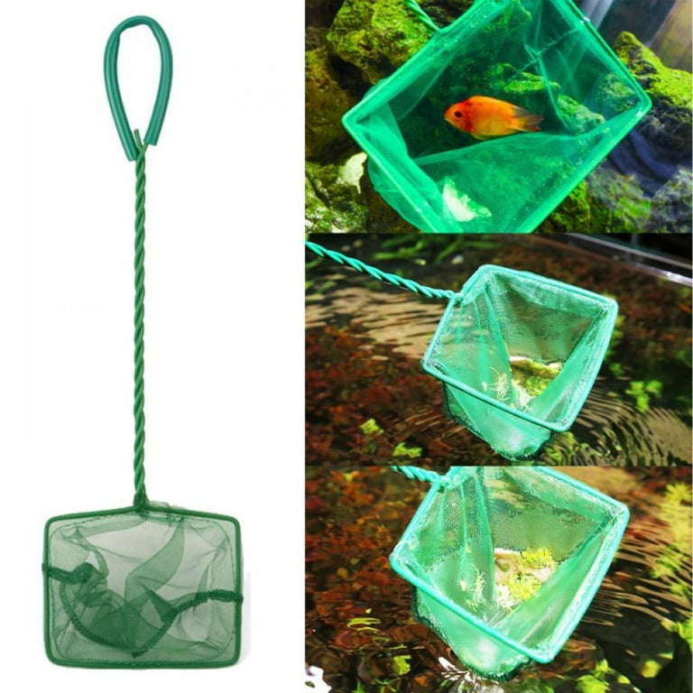 Pawfly Aquarium Fish Net with Braided Metal Handle Square Net with