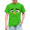 thumbnail image 1 of Blusas y camisas de manga corta con cuello redondo para niños y niñas, color liso, con estampado de expresión linda, manga corta, holgadas y cómodas, blusa para niña, 1 of 6