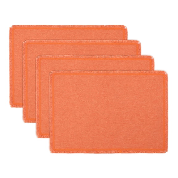 REGALWOVEN Farmhouse Placemats Set of 4 Cotton Linen Placemats for Dining Table Decor Indoor Outdoor Washable Kitchen Table Mat Wipe Clean Orange 17.7x13inch