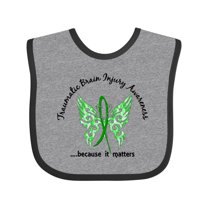 Inktastic Traumatic Brain Injury TBI Butterfly 6.1 Boys Baby Bib