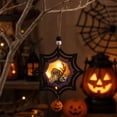 thumbnail image 4 of 3Pcs Halloween Wooden Pendant, Fufafayo Halloween Wooden Pendant With Lights, Hanging Wood Decor for Fall Autumn Home, Spooky Glowing Lantern Ornament for Wall Door Window, Halloween Party Decoration, 4 of 6