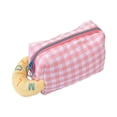thumbnail image 1 of Korean Style Pure Cotton Cosmetic Bag, Embroidered Box Pattern Makeup Pouch Organizer, Sweet & Natural Floral Design Travel Toiletry Kit, Zipper Closure, High Capacity, White, Small, 1 of 8