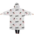 thumbnail image 2 of Oversized Wearable Blanket Hoodie,White Cow Colorful Moo Pattern Sherpa Blanket Hoodie with Super Pockets,Super Warm Fuzzy Pullover for Women & Men, 2 of 6