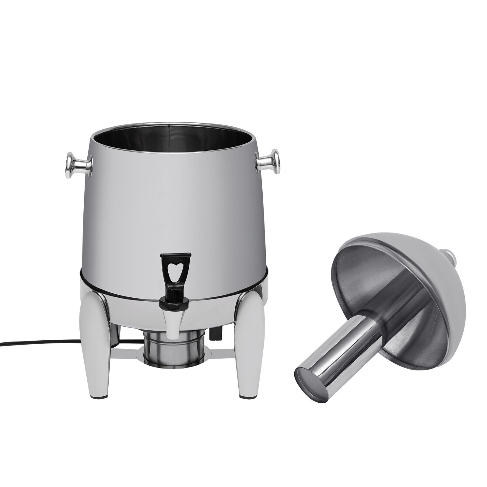 3.2 Gal Hot & Cold Beverage Dispenser, Stainless Steel, Electric & Alcohol Lamp Heating, Ice Refrigeration, Ideal for Parties, Cafes, and Restaurants
