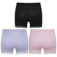 thumbnail image 2 of YONGHS Kids Girls 3 Pack Bike Shorts Solid Color Dance Gym Yoga Sports Bike Shorts Pink&Purple&Black 11-12, 2 of 5