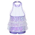 thumbnail image 2 of inlzdz Girls Shiny Sequins Dance Dress Leotard Sparkle Hip Hop Latin Jazz Dance Costume Dancewear Lavender 6, 2 of 7