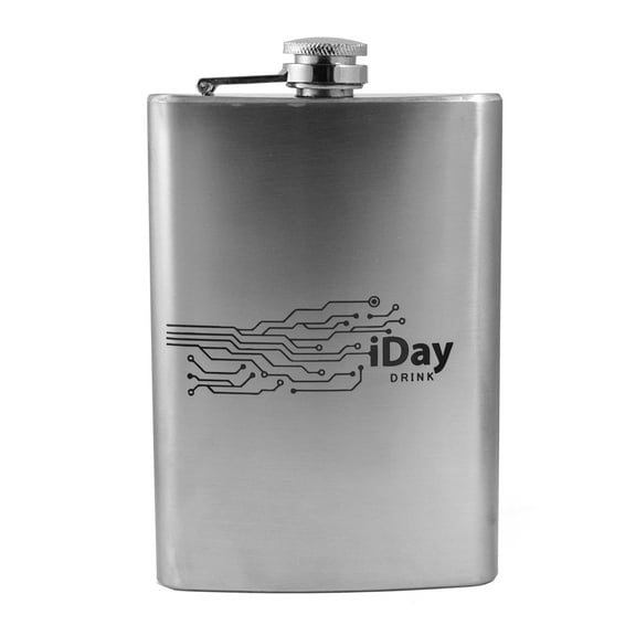 8oz iDay Drink Flask L1 Silly Computer Novelty