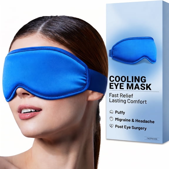 Weighted Cooling Eye Mask for Sleep and Relaxation, Reusable Gel Cold Compress Eye Pack with Adjustable Strap for Puffy Eyes, Headache Relief and Tired Eyes