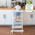 thumbnail image 5 of Little Partners Learn 'N Fold Learning Tower, Foldable Toddler Tower Baby Kitchen Stool - Kitchen Stool Helper Adjustable Ladder for Kids Ages 2 to 6 - Soft White with Natural, 5 of 12