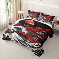 thumbnail image 3 of Homewish Ukiyo e E Wave Twin Quilt Set,Japanese Style Twin Coverlet Set,Black Red White,2pcs, 3 of 7