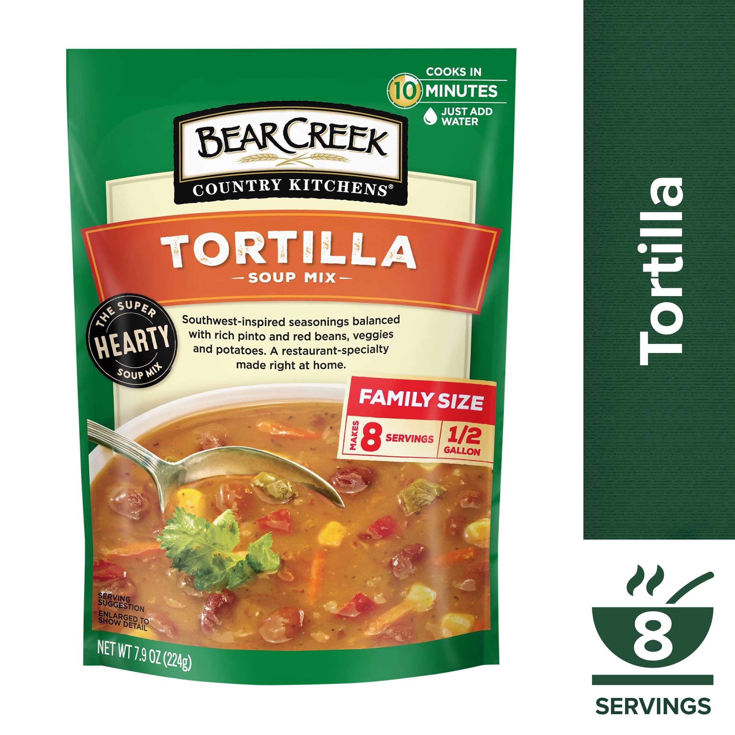 (6 pack) Bear Creek Country Kitchens Tortilla Soup Mix, 8 Servings, Shelf-Stable, 7.9 oz Pouch