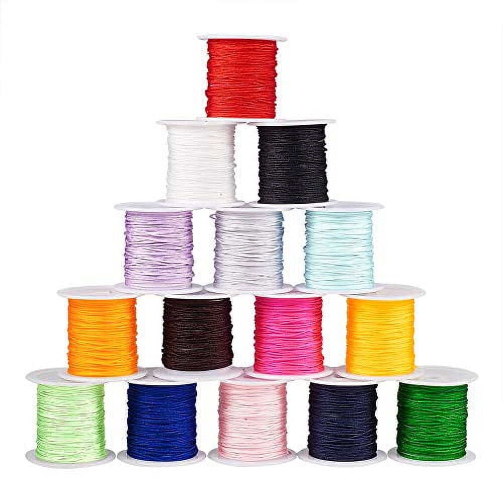0.8mm Nylon Chinese Knotting Cord 25 Colors Beading String Kumihimo Macrame Thread Cord Blinds String Jewelry Cord for Macrame Friendship Bracelets Christmas Ornament 250 Yards Totally