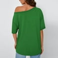 thumbnail image 4 of Oversized T Shirts for Womens Oblique Off-Shoulder Short Sleeve Summer Tops Solid Dressy Casual Loose Tee Shirt Teen Girls Basic Going Out Tunic T-Shirts Fashion Y2K Clothes Cute Blouses, 4 of 7