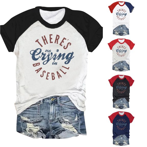 HCYSFG Women's Baseball Graphic Top Raglan Short Sleeve Casual Letter Print Fashion T Shirts Summer Sports Daily Wear Trendy Activewear Sporty Tee
