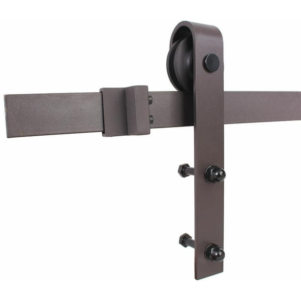 60 In Antique Bronze Classic Bent Strap Barn Style Sliding Door Track And Hardware Set Com Sliding Door Track And Hardware Set, Bronze Sliding Door Hardware