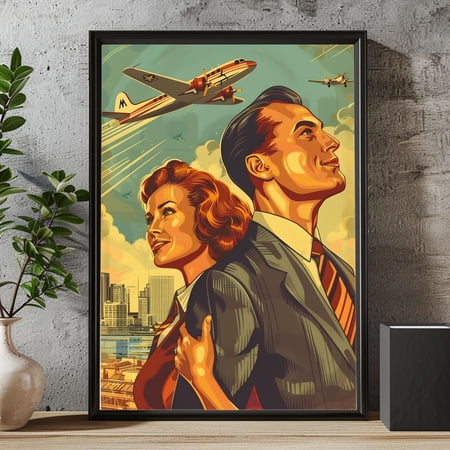 SUNNYPOSTER American Dream Tribute Style Poster Wall Decor USA Funny Couple 4th of July Gift Print 250 Years of America Celebration Modern Home Decor Unframed Canvas 8x12in