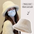thumbnail image 2 of ievspot Women Winter Bucket Hat Fuzzy Plush Short Brim Dome Windproof Warmth Sun Protection Fisherman Cap Outdoor Travel Headwear, 2 of 8
