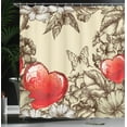 thumbnail image 4 of Ambesonne Love Shower Curtain, Flowers and Butterfly, 69"Wx70"L, Beige Brown Red, 4 of 5