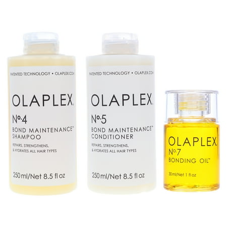 Olaplex No.4 Bond Maintenance Shampoo 8.5 oz, No.5 Bond Maintenance Conditioner 8.5 oz & No.7 Bonding Oil 1 oz - BUNDLE COMBO Pack