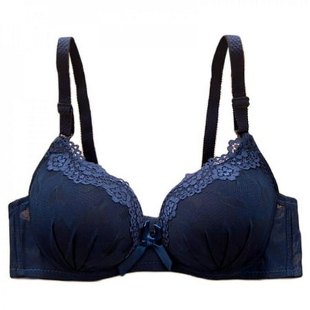 KOOYTE Lingerie Lace Bra Underwear Women Wireless Seamless Bra Plus Size Black White Dark Blue Pink Push Up Padded Bras for Women