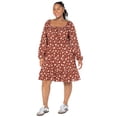 thumbnail image 2 of Celebrity Pink Women’s and Women’s Plus Floral Print Babydoll Dress with Long Sleeves, Sizes XS-4X, 2 of 5