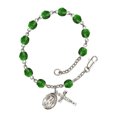 thumbnail image 1 of St. Thomas More Silver Plate Rosary Bracelet 6mm May Green Fire Polished Beads Crucifix Size 5/8 x 1/4 medal charm, 1 of 1