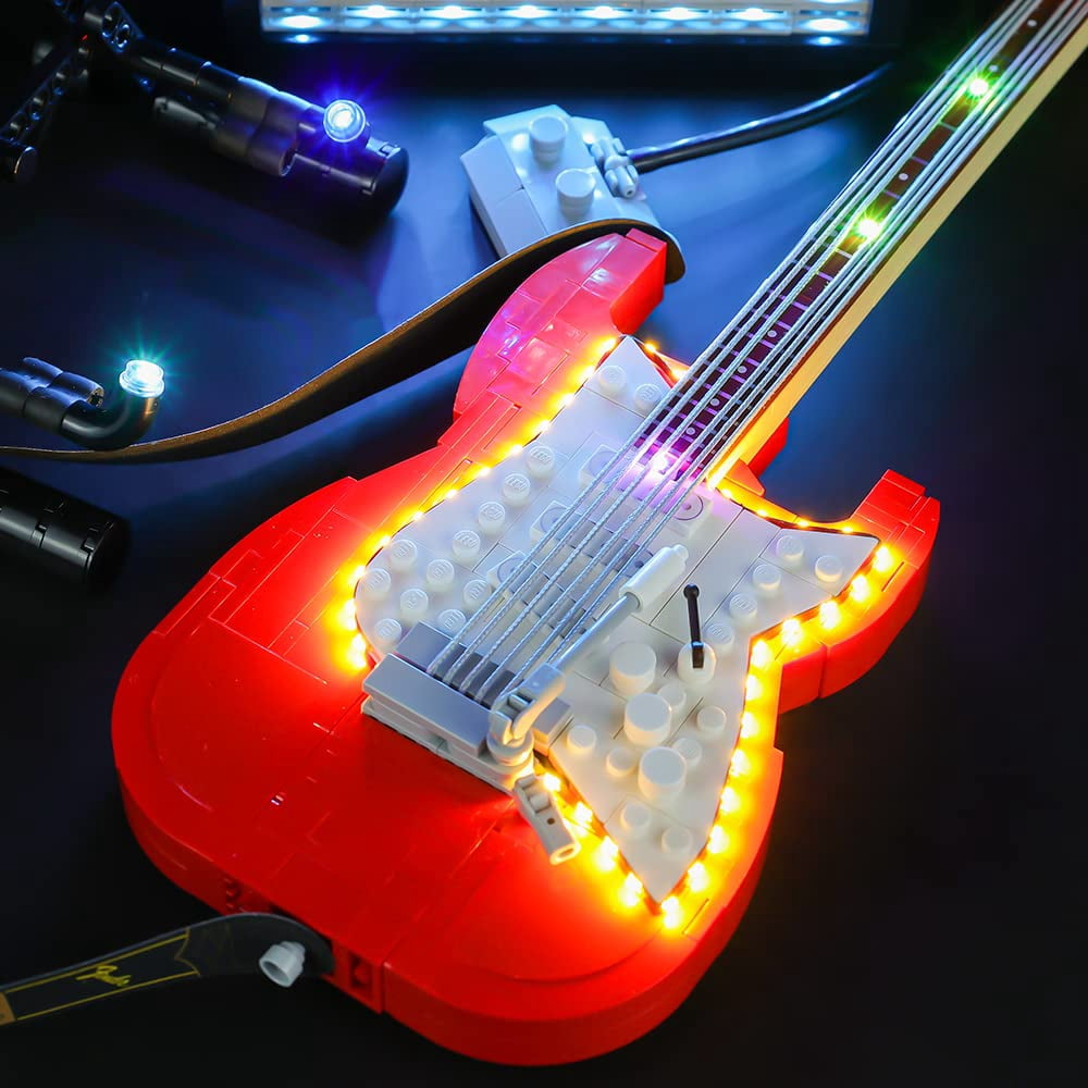 BrickSoul Led Light Kit Compatible with Lego Ideas Fender Stratocaster 21329 Guitar Building Kit - No Model(Classic Version)