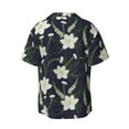 thumbnail image 2 of Xecao offers the Lilies Flowers for Men's Casual Short-sleeved Shirt, a button-up collared shirt with a pocket, perfect for beach vacations and yacht travel in the XX-Large size., 2 of 7