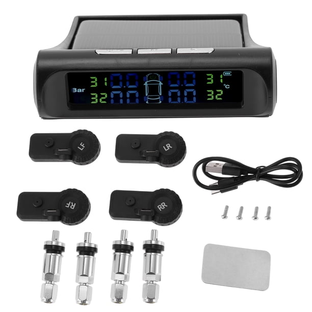 Sistema de Monitoreo de Presión de Neumáticos TPMS Universal Integrado Multilingüe de Energía Solar Unique Bargains 433MHZ Kit de Sensor TPMS Inalámbrico