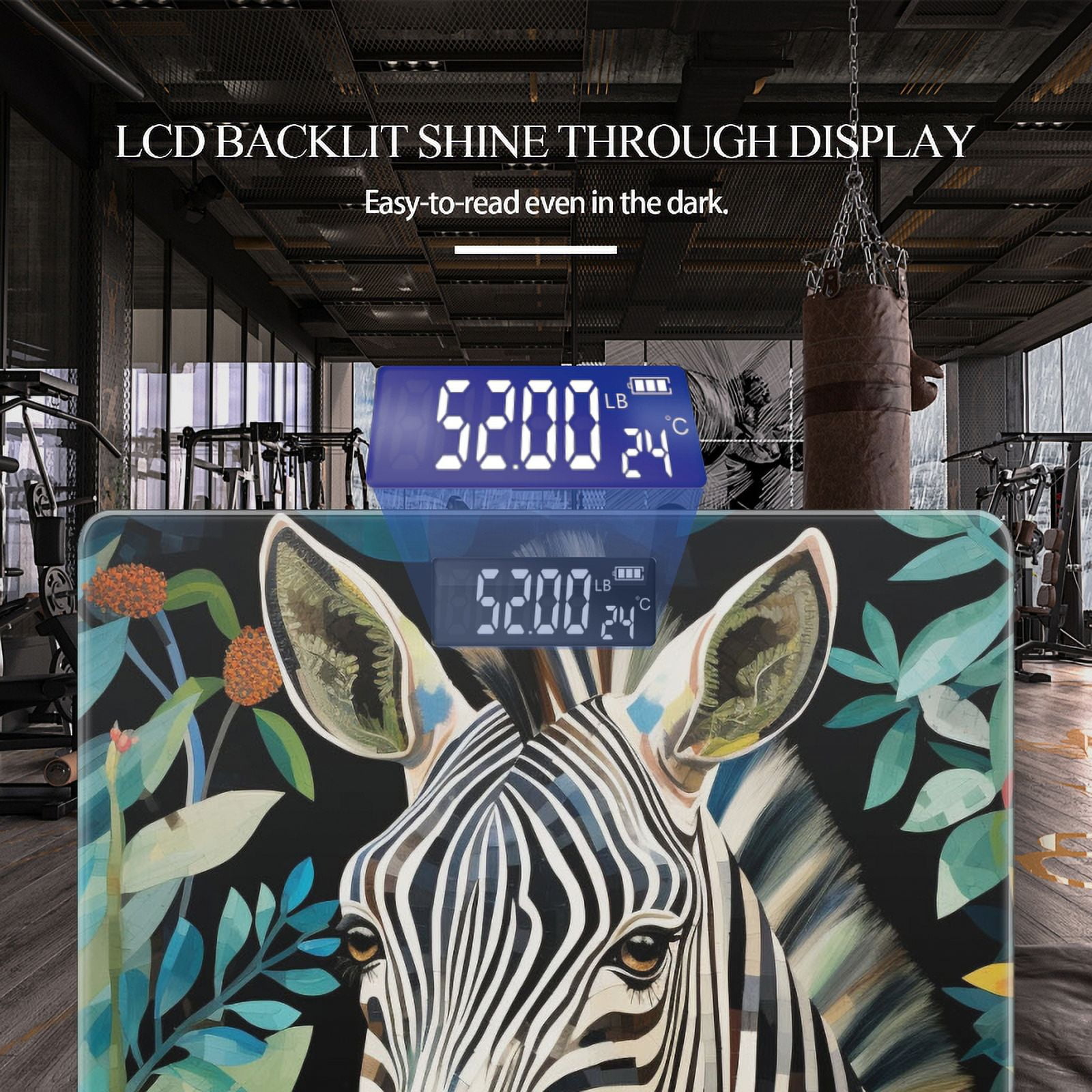High Precision Body Weight Scale Smart Bathroom Scales with Large LCD Display(400lbs),Decorative for Bedroom-Zebra In The Jungle Surrounded By Colorful Foliage And Flowers