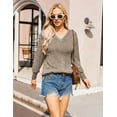 thumbnail image 5 of Weardear Womens Lightweight Fall Knit Sweaters Casual V Neck Long Sleeve Tunic Striped Side Slit Tops, 5 of 8