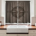 thumbnail image 2 of Ambesonne Compass Kitchen Curtains, Drawing Style, 55"x45", Umber Dark Brown, 2 of 3