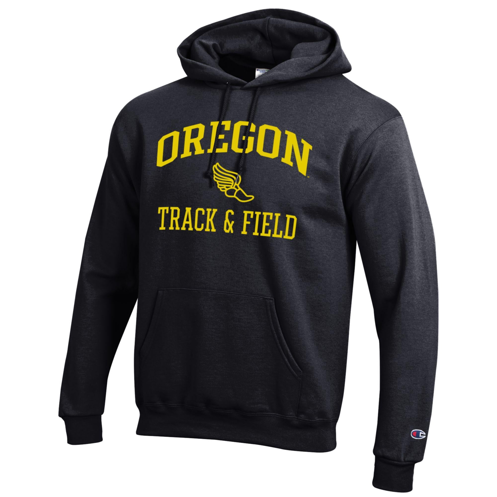 Men's Champion  Black Oregon Ducks Track & Field Icon Powerblend Pullover Hoodie