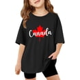 thumbnail image 1 of T-shirt Canada Filles Drapeau Canadien Col Rond Manches Courtes Tee Filles Fête du Canada Imprimé Drapeau Festival Filles Fierté du Canada Haut Graphique Décontracté, 1 of 7