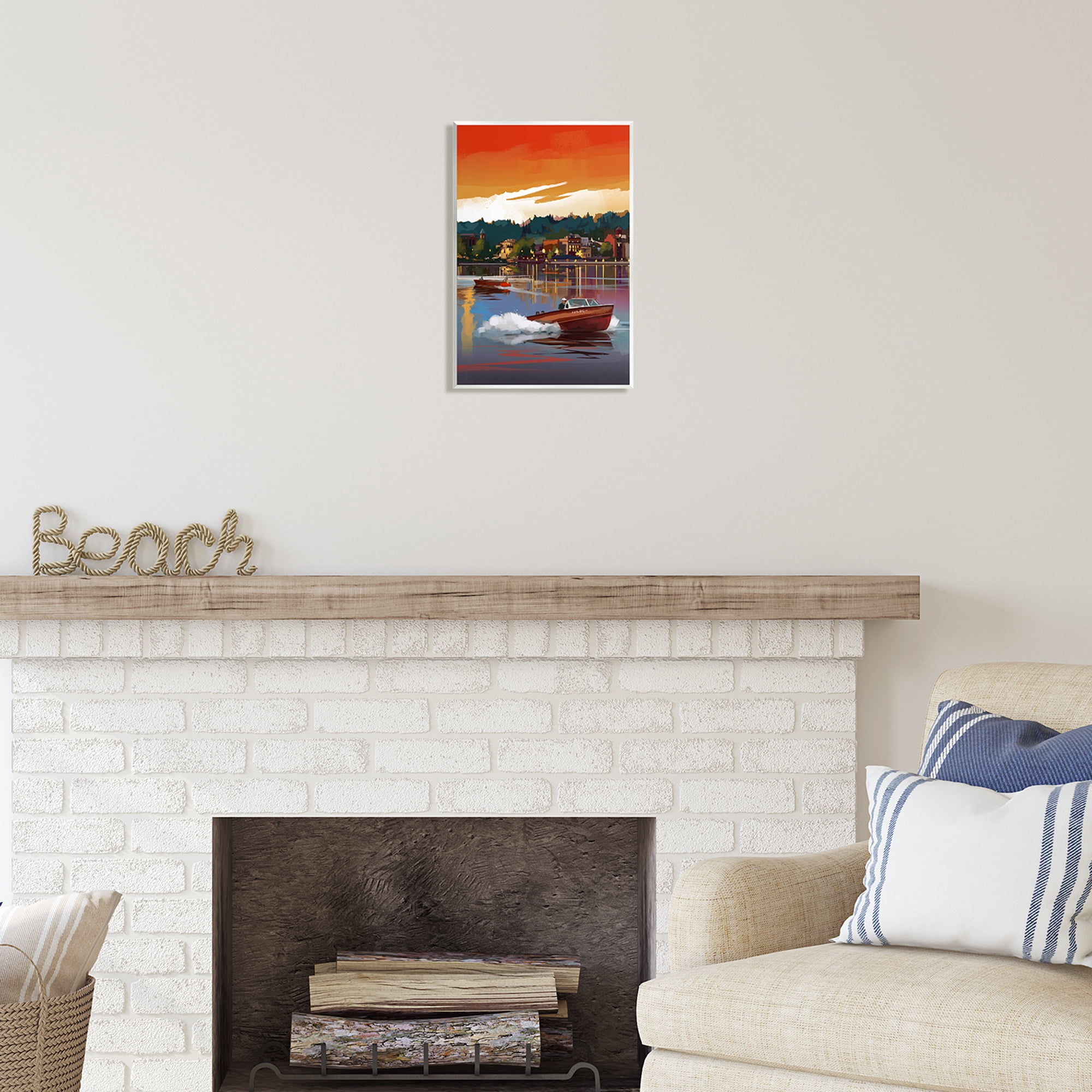 Stupell Industries Boats at Sunset Pier Transportation Painting Unframed Art Print Wall Art, 10 x 15