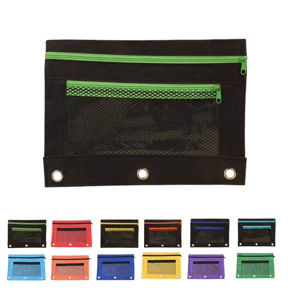 Dongrere Pencil Pouch, 3 Ring Binder Pouch Zippered Pencil Case, Canvas Pencil Bag with 2 Compartments Green
