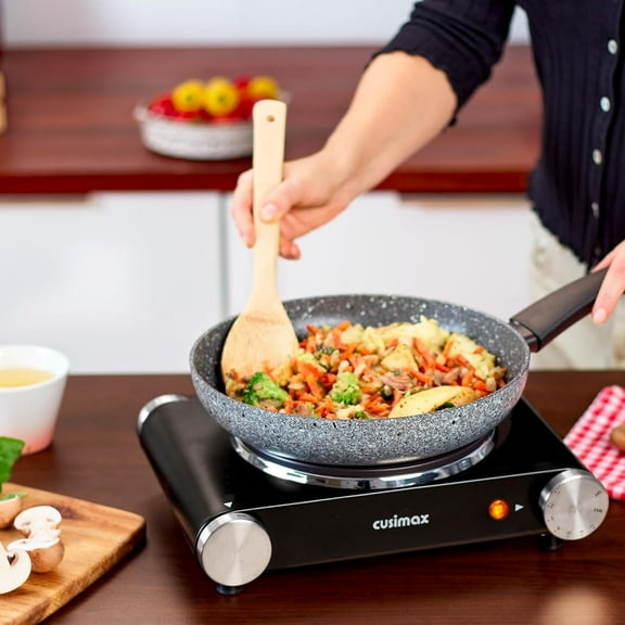 Electric Hot Plate for Cooking, Adjustable Temperature, Non-Slip Feet, Easy to Clean