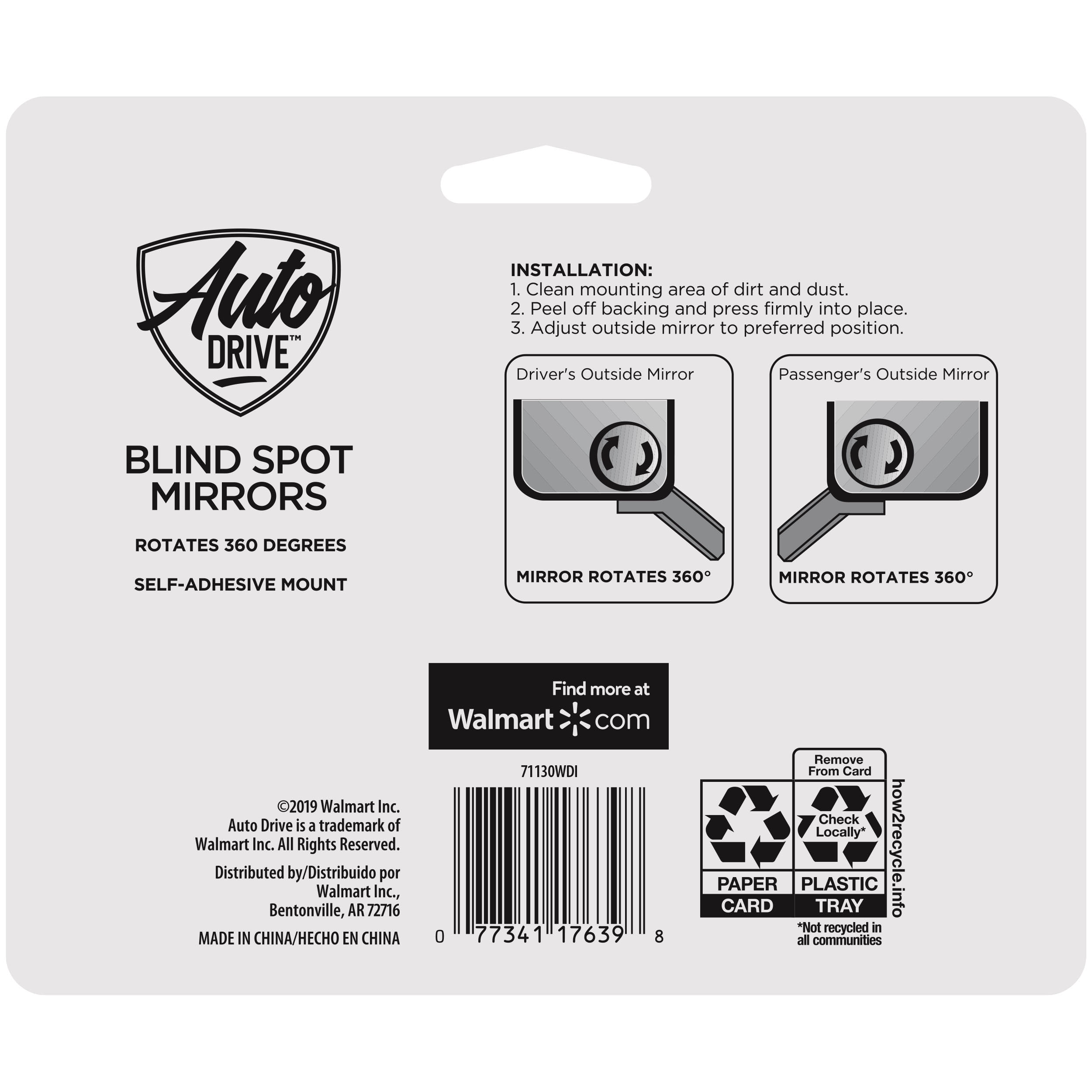 Auto Drive 2-Pack Round Adjustable Blind Spot Mirrors – Universal Vehicle Type – 0.13 lbs.